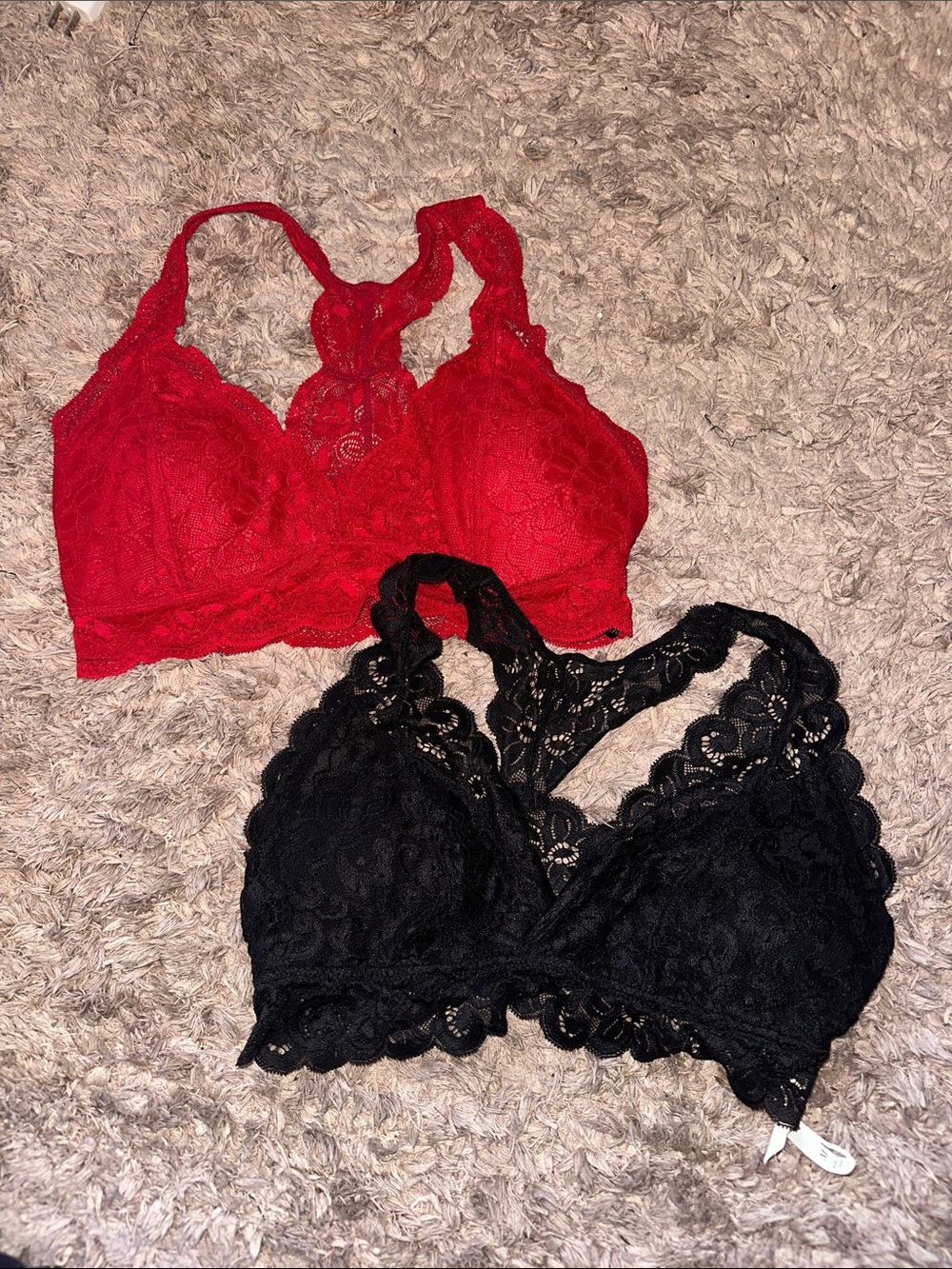 Aeropostale Lace Racerback Bralettes in Red and Black x2